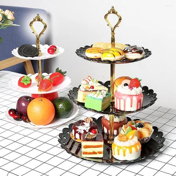 Placas de 3 bolo de camada Stand Tarde Tea Festas de casamento Cupcake Cupcake Display Rack Decorating Tools Bakeware