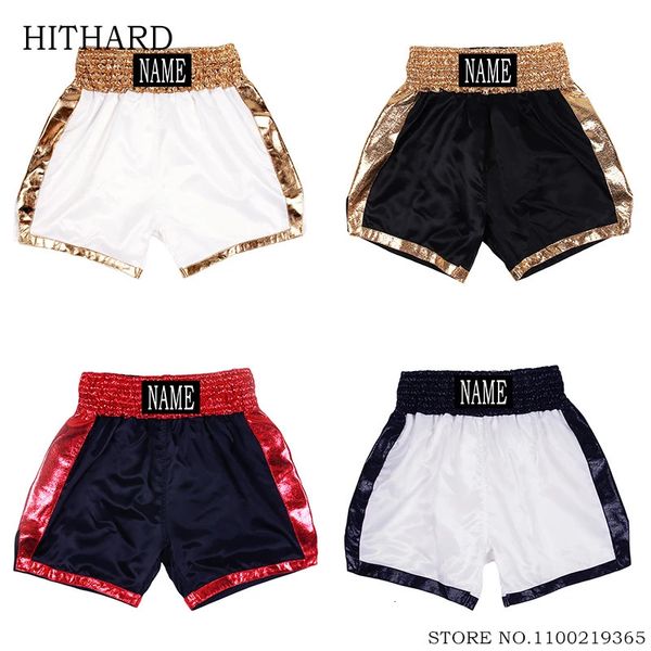 Muay Thai Shorts Custom Boxing Mens Womens Kids Gold Quasten Kickboxhose Fitness Fitnessstudio Käfig Kampfkunst Ausrüstung 240402