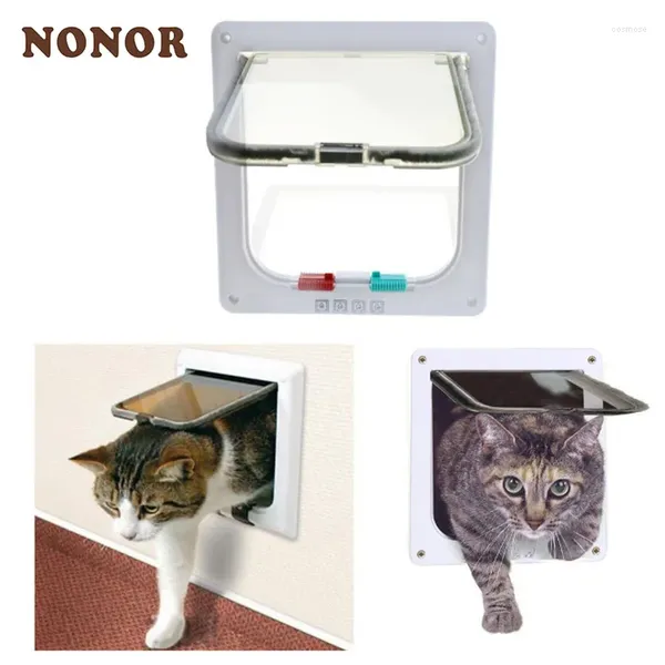 Transportadoras de gatos Nonor Smart Pet Door de Pet 4 Ways Bloqueio Bloqueio Abs ABS Plástico Flap