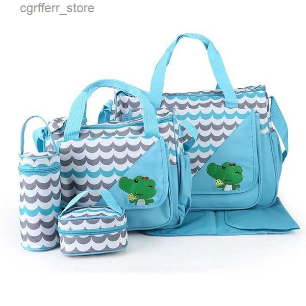 Bezi Çantaları 5 PCS/SET Yeni Moda Bag Bebek Bebek Bebek Torbaları Annelik Bez Çanta Anne Bebek Bakım Taşıyıcı Batak Çantası Organizatör L410