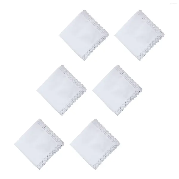 Bogen 6 Stücke reine weiße Spitze Taschentücher weiche Hochzeit Hankies für Geschenk