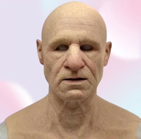 Máscaras de festa Kuulee Cosplay Bald Man Wrinkle Face Mask Halloween Carnival Props6734495
