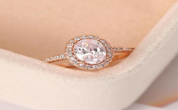 Обручальные кольца для обручального кольца для женщин овальный кристалл Moissanite Обещание розовое золото.