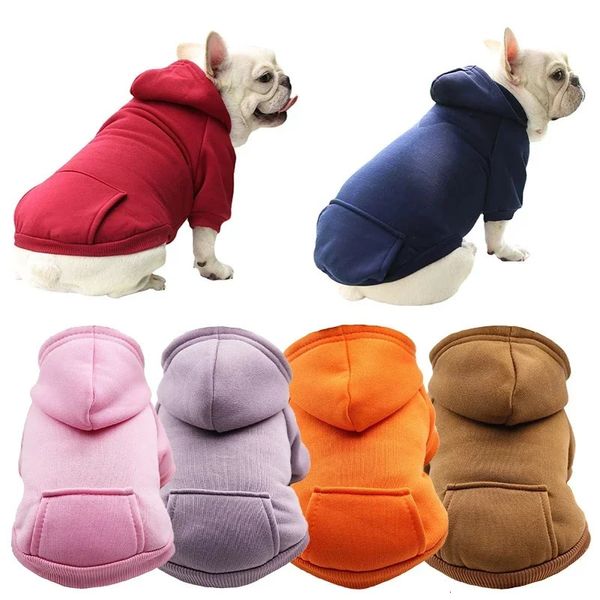 Capuz de roupas de cachorro de inverno suéter quente com bolsos de casaco de casaco, traje de algodão Chihuahua Sweatshirt Perro 240411