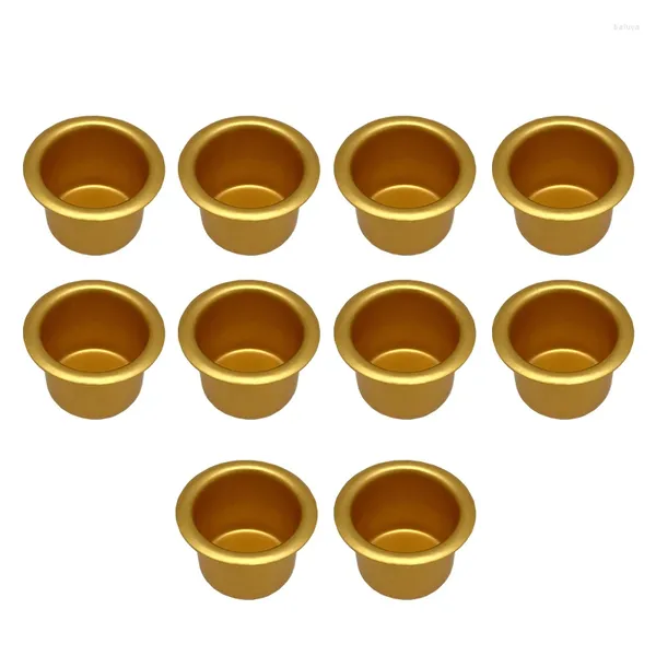 Kerzenhalter 10pcs Mini Round Cup Gold Silber Farbhalter DIY Candlestick Making Tray Aluminium Party Hochzeitszubehör