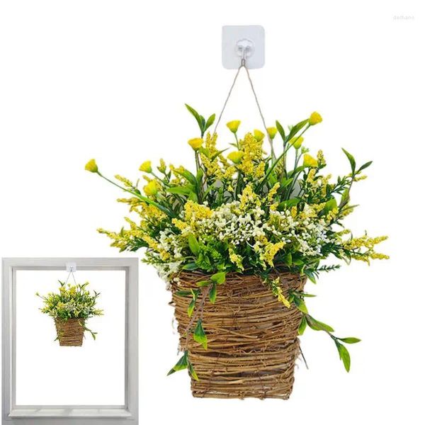 Dekorative Blumen im Freien Frühlingstür Dekor Vintage Wrader Willkommenszeichen Seiden und Rattan Design Sommerhaus für Hochzeiten