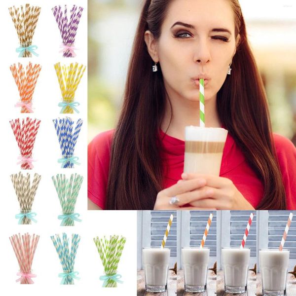 Driving canudos 100pcs papel biodegradável ecológica para coquetéis de refrigerante de suco Shakes