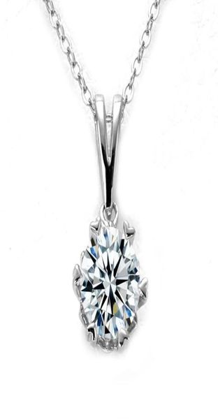 Chainscolor VVS1 Moissanit Halskette 925 Sterling Silber 1.0CT Runde Brilliant Diamonds Solitaire Anhänger für Frauen Juwely4709550