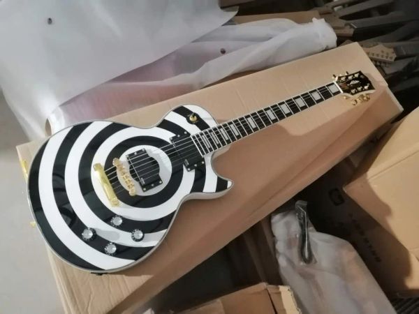 Cabos personalizados zakk modelo guitarra elétrica branca / preta hardware dourado para rosa de pau -rosa guitarra de alta qualidade