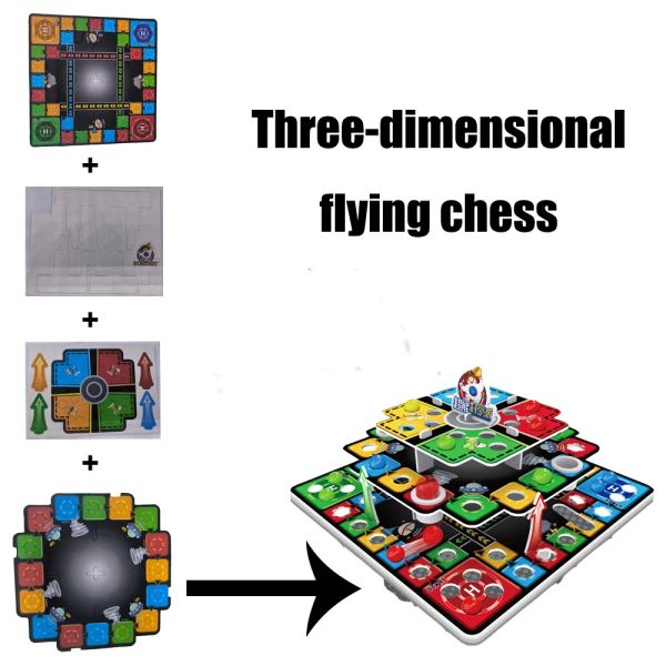 Устанавливает 3D Flying Chess Crawling Mat Ludo Портативный детский настольный настольный настольная игра для туристических игр набор самолетов шахматный стол Kid Games