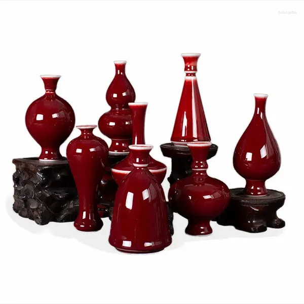 Vasi mini vaso ceramico vaso piccolo decorazioni per la casa in ceramica ornamento bottiglia rossa retrò retrò