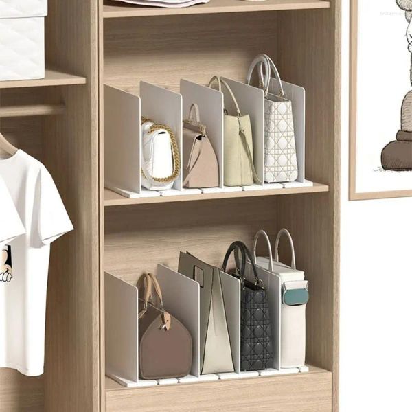 Kleidung Aufbewahrung 2/3/4 Gitter Handtasche Organisieren Sie Teiler Kunststoff weiße Regal Abnehmbare verstellbare Bücher Taschen Display Rack Haushalt