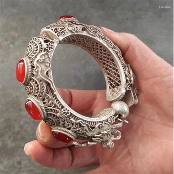 Figurine decorative che vendono il bracciale in giada rosso intarsio intarsio intarsio intarsiato in Cina per uomini Accessi alla moda da uomo