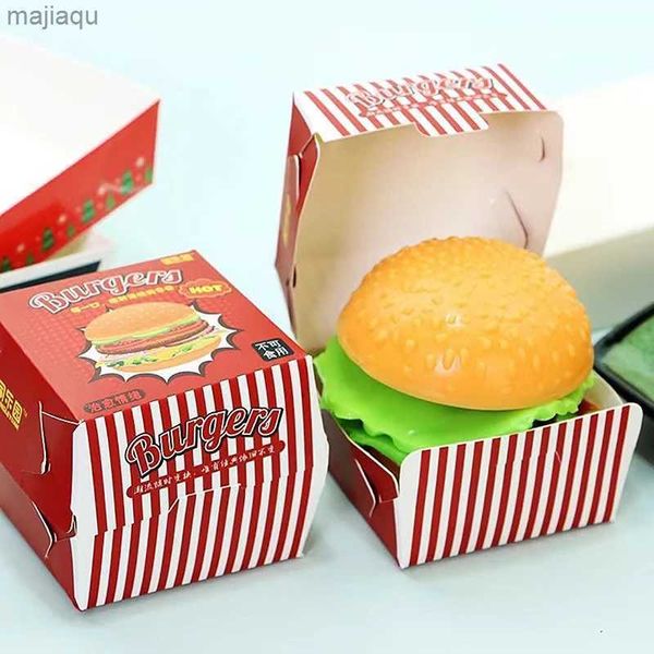 Descompressão simulação de brinquedo hambúrguer alívio de tensão de brinquedo bola de estresse 3d hamburger tpr descompression squeeze ball sensory presentes da festa adultsl2404