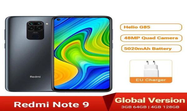 Globale Version Xiaomi Redmi Note 9 Smartphone NFC 64 GB 128 GB HELIO G85 653 48MP AI Quad Camera Note9 Mobile Telefone 5020MAH844298