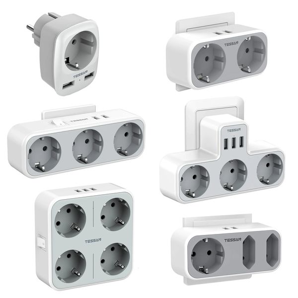 Tessan Eu Kr Plug Power Strip con prese CA e porte di ricarica USB Adattatore a parete a parete per Home Office 240415