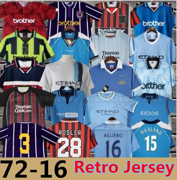 Maglie da calcio Retro Man City 72 98 99 00 11 12 1998 1999 2000 2012 2011 16 Halanand Eidos Gallagher Weah Tevez Kun Aguero Dzeko Kompany MANCHIRS CLASSIC