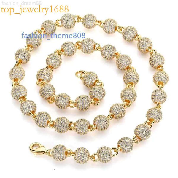 Fábrica de atacado 6mm 8mm 10mm Bola de moissanite Sterling Iced fora VVS Diamante Chain Link Chain Hip Hop Colar