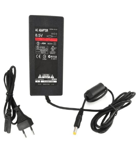 EU -Stecker AC -Adapter Ladekabelversorgungsleistung für PS2 -Konsole Slim Black4927944