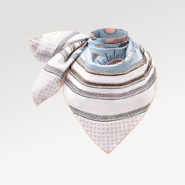 Doppio strato a doppio lato naturale naturale 100% di seta in raso Neckerochief femmina Sky Blue Head Head Testa quadrata Pronta della stampa di lusso Twill V Beach Neck Scarpes 90x90cm 02