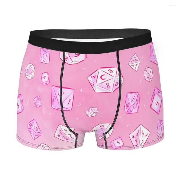 Unterhose pastellrosa ästhetische Würfel Muster Dnd Game Baumwollhöhe Herren Unterwäsche komfortable Shorts Boxer Slips