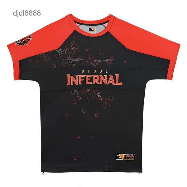 Herren-T-Shirts Seoul Infernal Black 2023 E-Sports-Team Kurzarm T-Shirt.Anpassbarer Name