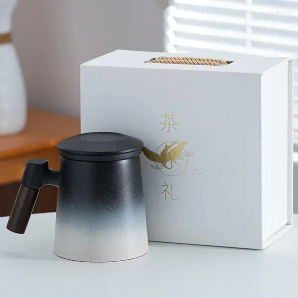 Kupalar Çay Kupası Infuser Lid Gradyanı Kabartmalı Seramik Su Kupa Tozu Kahve Makinesi Çok Amaçlı