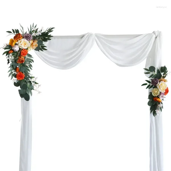 Fiori decorativi 2 pezzi arancione arco di fiori di nozze artificiale arco di benvenuto cartola garland