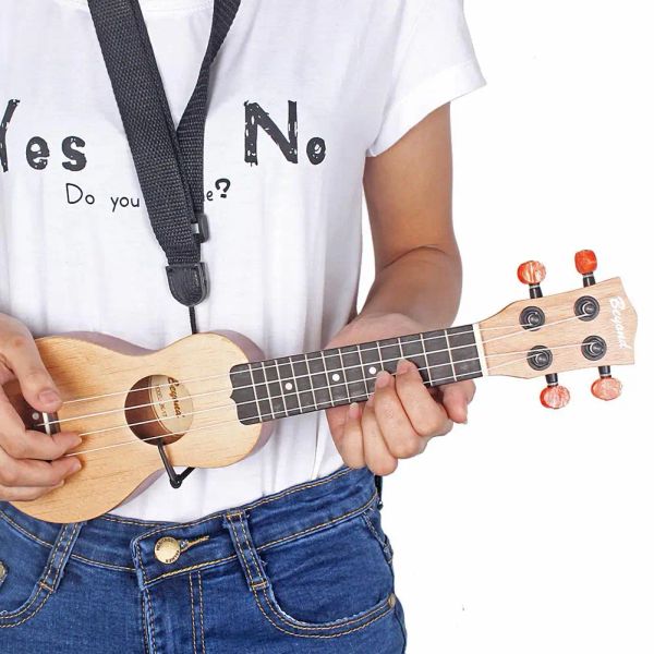 Cabos 17 polegadas Redwood Mini Pocket Guitar Ukulele Music Instrument Toy com bolsa