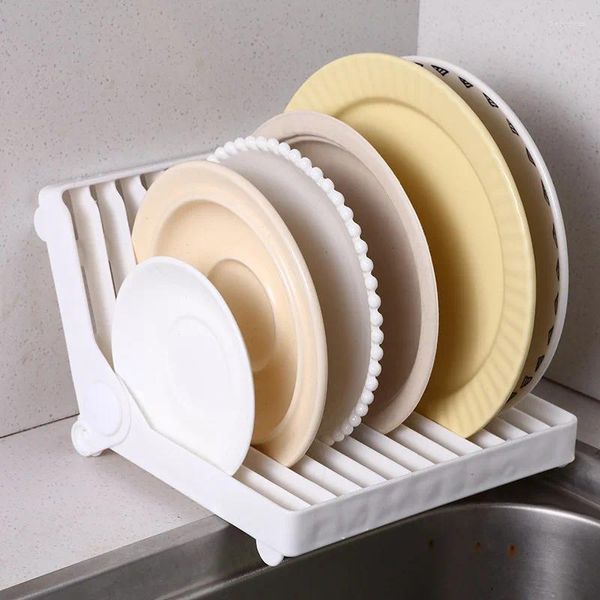Küche Aufbewahrung faltbarer Geschirrplatten Trocknungsregal Organizer Abtropfer Plastikhalter Haus Waschbeckensrahmen Rahmen