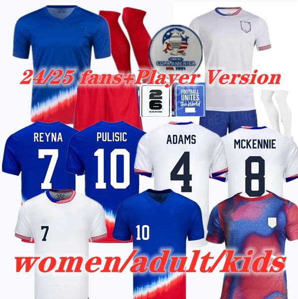 Estados Unidos 2024 Jerseys de futebol America Woman Kids 24 25 USA Player Versão para casa Away Morgan Morgan Balogun Musah McKennie Adams Futebol camisa de futebol