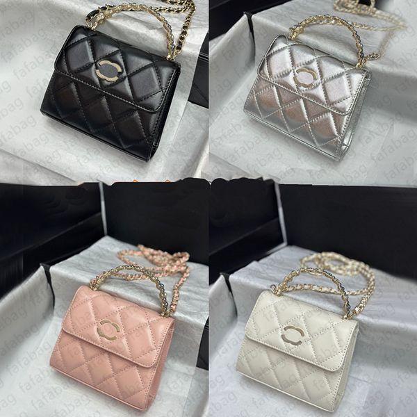 Designer Bolsas femininas bolsa bolsas de couro genuíno bolsas de mini mensageiro hardware de ouro prateado hardware plano hardware de luxo 15*12*5 cm