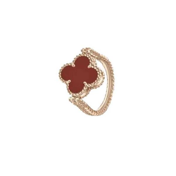 Designer van Novo a laser Red Chalcecedony Flippable V Clover Double Double Flower Flower Flored Rty6