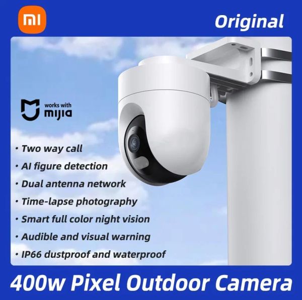 System 2022New Xiaomi Outdoor Camera CW400 Huishouden 2.5k HD камера безопасности Полноцветный нахтзихт двойной PTZ Dual Antenne Wi -Fi монитор Wi -Fi