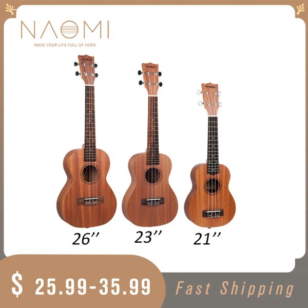 Kabel Naomi 4 Saiten Holz Ukulele Sopran -Konzert Tenor Uke Hawaii Gitarre kostenlose Leinwand Ukulele -Tasche