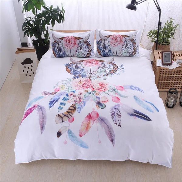 Bettwäsche Sets 2024 Bohemian Feder bedrucktes Duvet -Abdeckungssatz 2/3pcs Bettwäsche Bettwäsche (kein Blatt ohne Füllung)