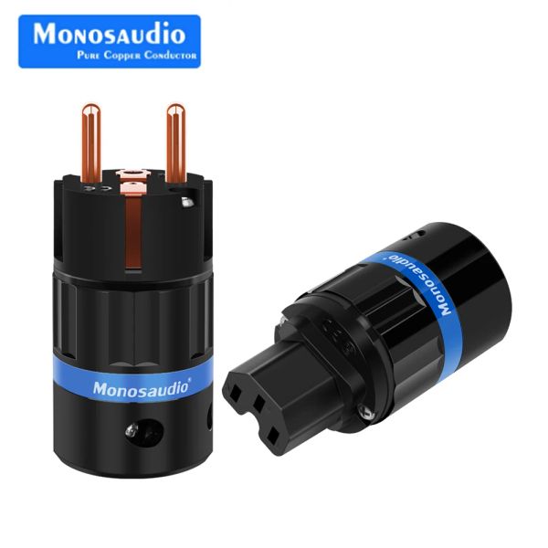 Conectores monosaudio e104/f104 plugue puro de cobre ue plugue de alimentação schuko conector de cabo de alimentação+iec fêmea max20mm plugue masculino europeu