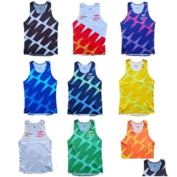 Tanques masculinos Tops Mens Lightning Marathon Vest Man Rank Running Let Speed Breathable Speed Profissional Atlete Field Singlet Customiza DH6UC