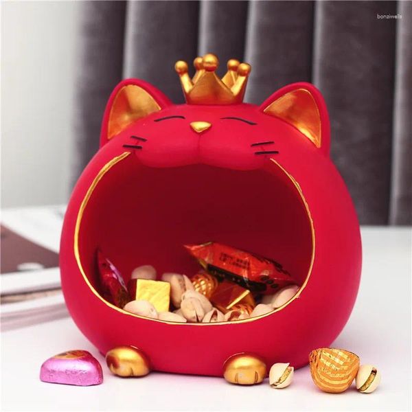 Dekoratif Figürinler Tiger Lucky Depolama Reçine Ürünleri için Yaratıcı Çirkin ve Sevimli Yılı Anahtar Snack Box