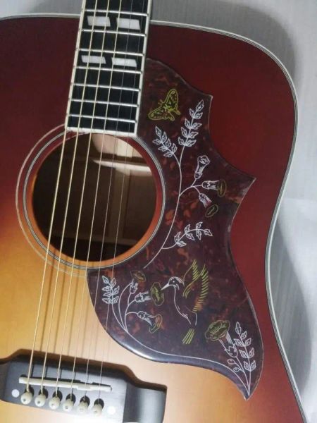 Kablolar Ücretsiz Gönderim Yükseltme Kalitesi Vintage Tobacco Patlama Akustik Gitar Dreadnought Vücut Saten Finish Akustik Kuş Gitar