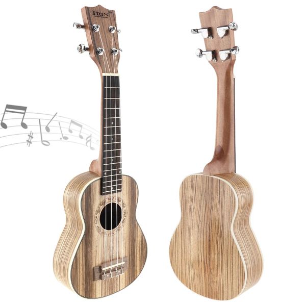 Cabos 21 polegadas de alta qualidade soprano ukulele 15 traste quatro cordas Zebra guitar