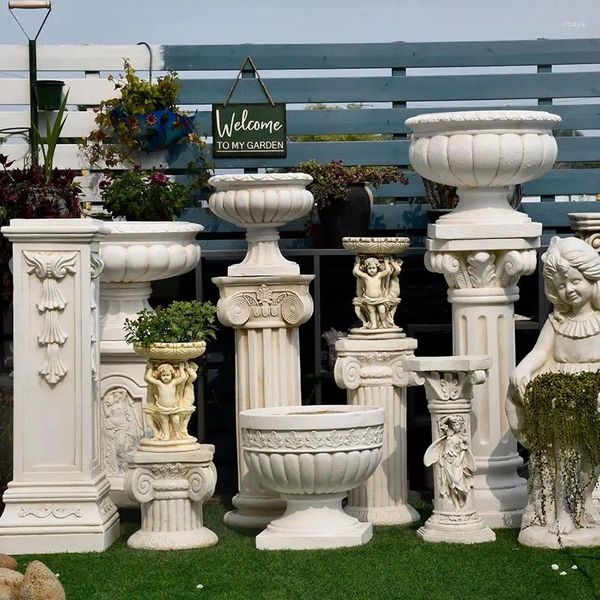 Figurine decorative in stile europeo colonna romano decorazione giardino decorazione cortile di fiori mobili paesaggi