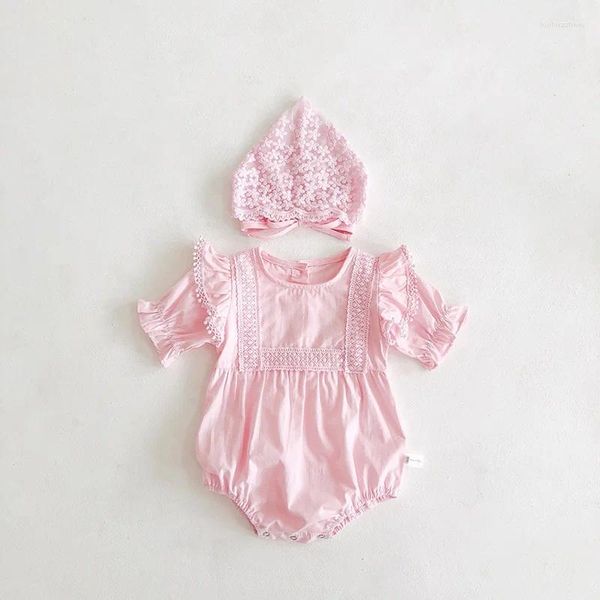Giyim Setleri Bebek Bebek Kızlar Yaz 2024 Giysiler Seti Set Kapağı Bodysuit Prenses Pamuk Çocuk Kıyafetleri Parti Vaftiz
