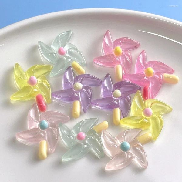 Estatuetas decorativas 200pcs resina kawaii lascas de vento translúcidas para trás plana Cabochon Phone Diy Beauty Handcraft embelezeiro decoração de arco de cabelo