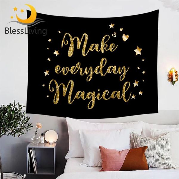Arazzi Blessicing Golden Letters Wall Aberstry Wonging Implotter DECORET DECOREATIVE Maglie di lusso Magic Sheets Sheets