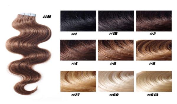 Grad 8A Indian Jungfrau Human Hair Body Wave 16quot26quot PU -Klebeband in Haarverlängerungen Haut Schleifhaar 100g Pack 40pcs DHL 1424421