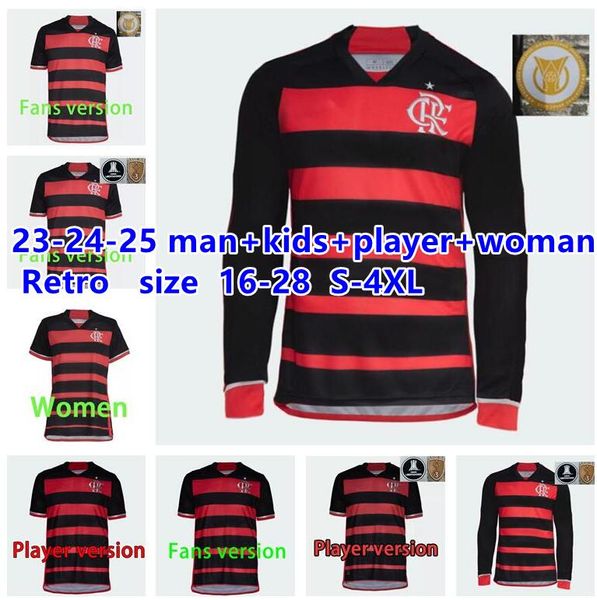 Flamengo 24 25 Maglie da calcio 2024 2025 de Arrascaeta E.Ribeiro Gabi B.henrique David Diego Pedro Gerson Barbosa Pulgar Player Fans Man Football Shirt Kit Kit Kit Kit