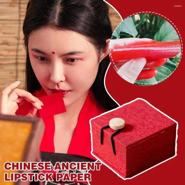 Dudak Parlatıcı 12 renkli Çin antika ruj kağıdı Seksi kırmızı pembe renk tek tek macun Kadınların kozmetiklerine kolay