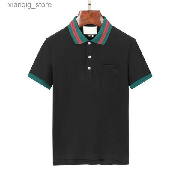 Männer Polos Polo Designer Polos Hemden für Mann Mode Fokus Stickerei Schlange Strumpfband kleine Bienen Druckmuster Kleidung Kleidung Tee Schwarz -Weiß -Herren T -Shirt l49