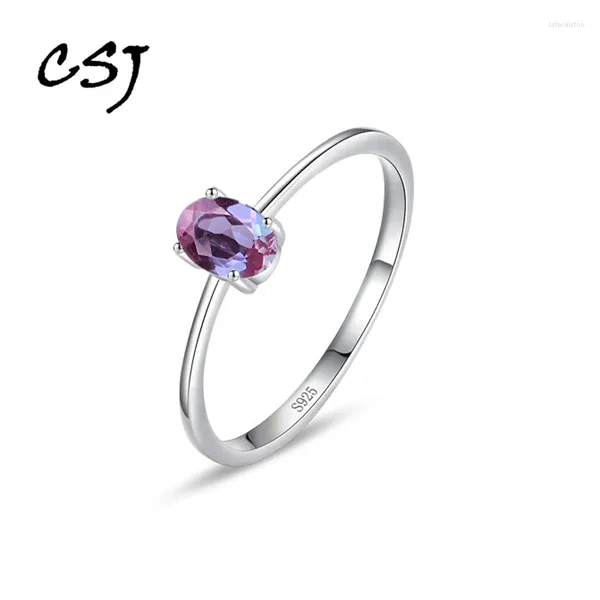 Cluster Rings Slim Lab Grown Alexantrite Sterling 925 Silver Gemstone 4 6 мм для женской леди день рождения